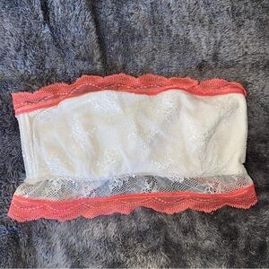 Calvin Klein Lace Bandeau with Coral Accents